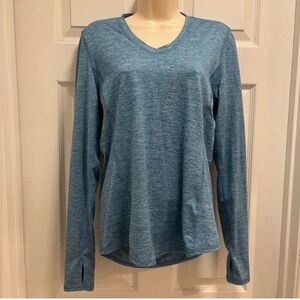 Brooks Running Blue Long Sleeve Shirt Workout Running Activewear-Med - EUC